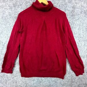 Amber Sun Sweater Womens Medium Red Winter Turtleneck Retro Pleated Cozy